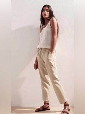 Banana Republic Hayden Neutral Drawstring Ankle Slit Pants size 10